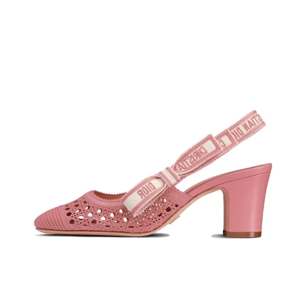 Dior Pink Slingback Heels with Chunky Block Heel